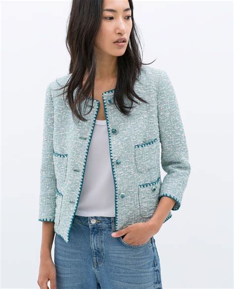 polyester chanel jacket|chanel style jacket zara.